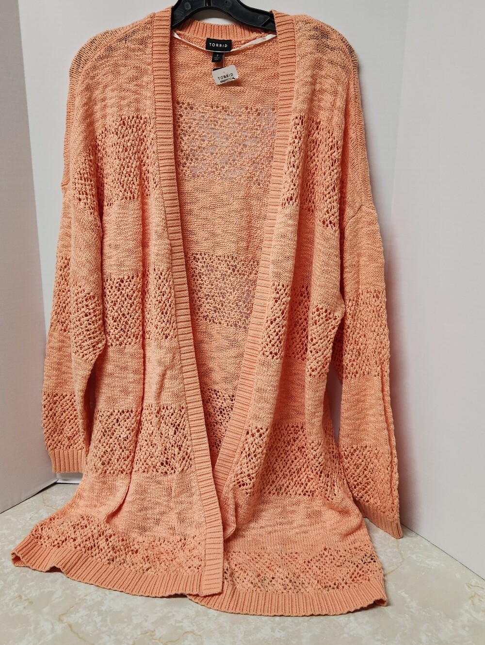 Torrid Size 3 Coral Peach Open Front Lightweight Cardigan New